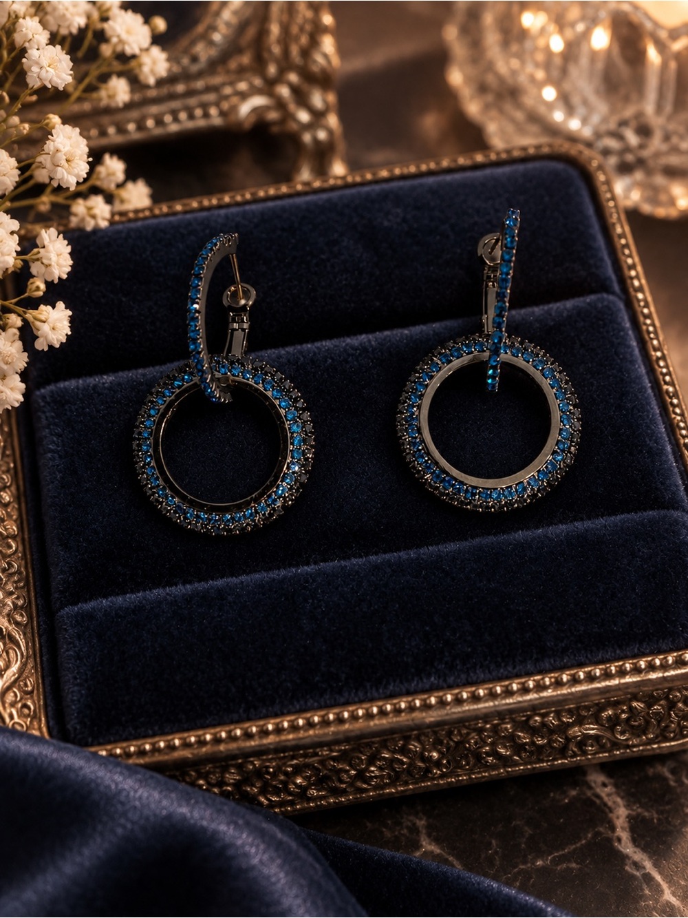 The Eleanor Collection Sapphire Blue Pavé Luxe Statement Earrings